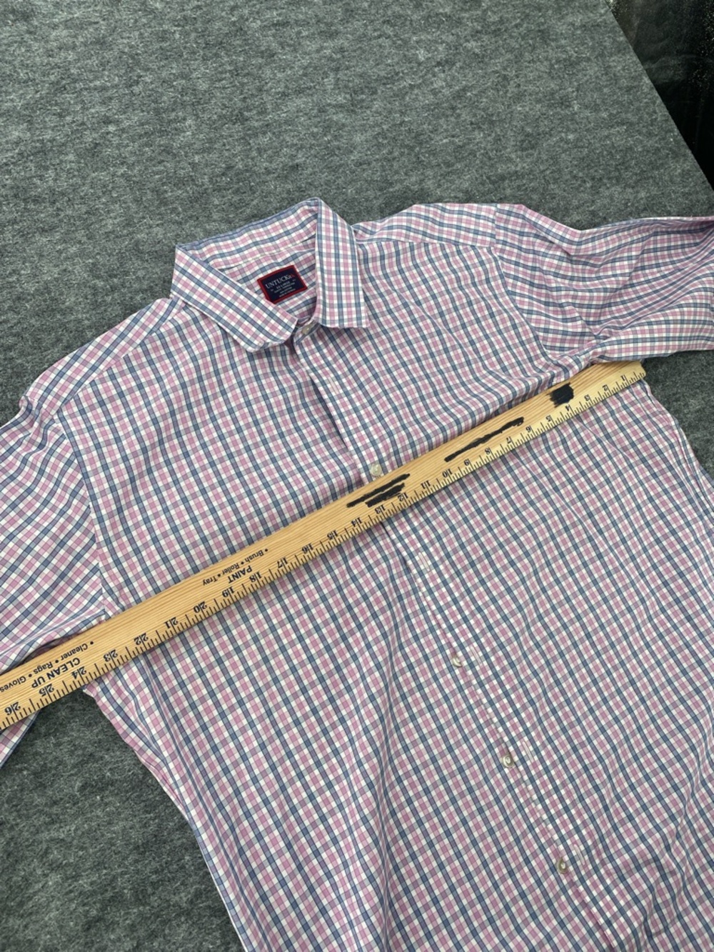 UNTUCKit Pink Blue Plaid Button Front Shirt XXL Wrinkle Free - Picture 7 of 8